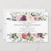 魅力的赤面花フレームBurgundy結婚's 招待状 (正面)