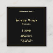 魅力的金ゴールドの古い英語のスクリプエレガントト標準 スクエア名刺 (裏面)