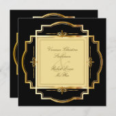 魅力的金ゴールドフレーム結婚式招待状 招待状 (正面/裏面)