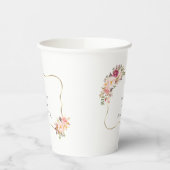 魅力的金ゴールドフレーム赤面ピンクフローラバプテスマ 紙コップ (左)