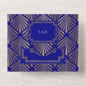 魅力的金ゴールド素晴らしギャツビーが20秒の声を結婚上げる オールインワン招待状 (裏面)