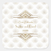 魅力的金ゴールド素晴らしギャツビーアールデコ1920s結婚の スクエアシール (正面)