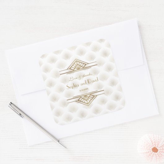 魅力的金ゴールド素晴らしギャツビーアールデコ1920s結婚の スクエアシール (封筒)