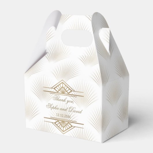 魅力的金ゴールド素晴らしギャツビーアールデコ1920s結婚の フェイバーボックス (正面サイド)