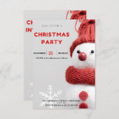 魅力的雪だるまパーティの招待状 招待状 (正面/裏面)