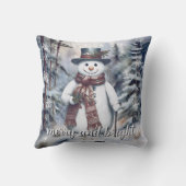 魅力的雪だるま水彩冬の森 クッション (裏面)