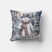 魅力的雪だるま水彩冬の森 クッション (正面)
