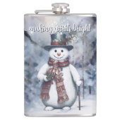 魅力的雪だるま水彩冬の森 フラスク (正面)