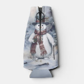 魅力的雪だるま水彩冬の森 ボトルクーラー (裏面)