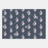 魅力的雪だるま水彩冬の森 ラッピングペーパーシート (正面2)