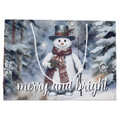 魅力的雪だるま水彩冬の森 ラージペーパーバッグ (裏面)