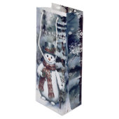 魅力的雪だるま水彩冬の森 ワインギフトバッグ (正面アングル)