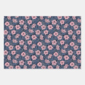 魅力的青ビクトリアンとピンクのフローラ ラッピングペーパーシート (正面3)