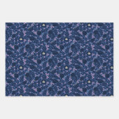 魅力的青ビクトリアンとピンクのフローラ ラッピングペーパーシート (正面2)