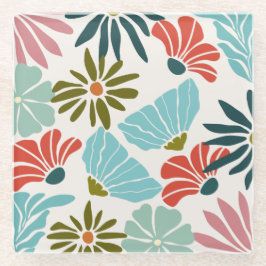 魅力的鮮やかモダンフローラ ガラスコースター