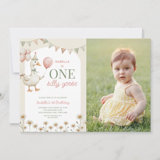 魅力的1間抜け歳の誕生日パーティー写真 招待状 (正面)