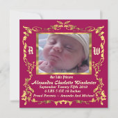 魅力的&ユニークベビー誕生発表 案内状 (正面)