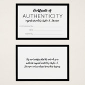 魅力的Black Mini Certificate of Authenticity (正面&裏面)