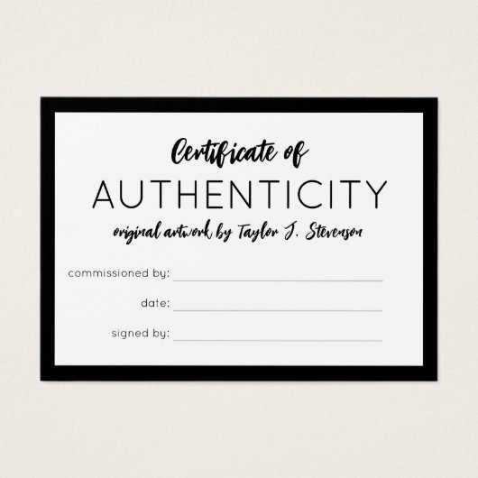 魅力的Black Mini Certificate of Authenticity (正面)