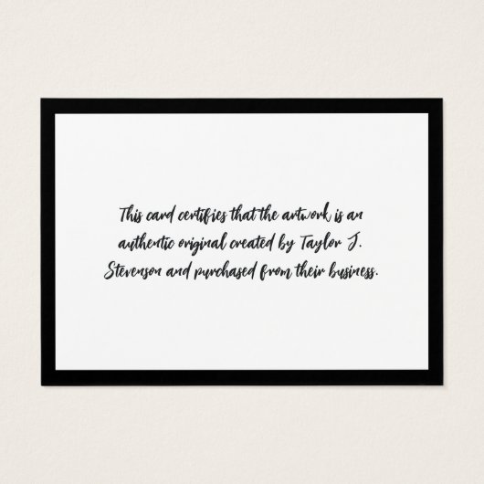 魅力的Black Mini Certificate of Authenticity (裏面)
