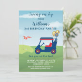 魅力的Boy Golf Cart Par-Tee 3rd Birthday 招待状 (スタンド正面)