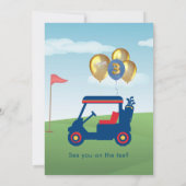 魅力的Boy Golf Cart Par-Tee 3rd Birthday 招待状 (裏面)