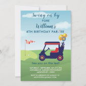魅力的Boy Golf Cart Par-tee 4th Birthday 招待状 (正面)