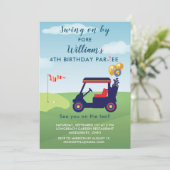 魅力的Boy Golf Cart Par-tee 4th Birthday 招待状 (スタンド正面)
