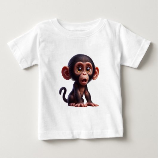 魅力的Chimp Whimsy – 愛らしい漫画の霊長類 ベビーTシャツ (正面)