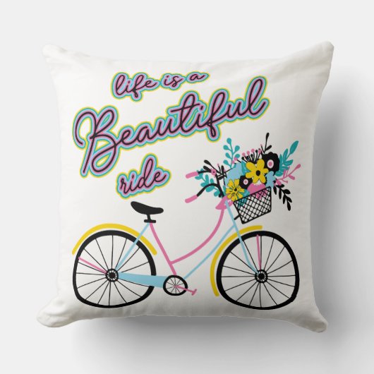 魅力自転車:人生は美しい乗り物 クッション (正面)