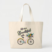 魅力自転車：人生は美しい乗り物 ラージトートバッグ (正面)