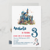 魅惑おとぎ話ユニコーン子供の誕生日パーティー 招待状 (正面/裏面)