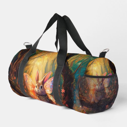 魅惑お洒落の森の中のバニー ダッフルバッグ (右コーナー)