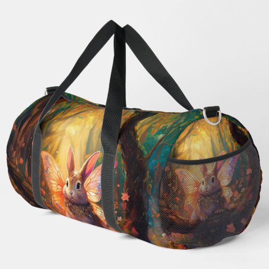 魅惑お洒落の森の中のバニー ダッフルバッグ (右コーナー)