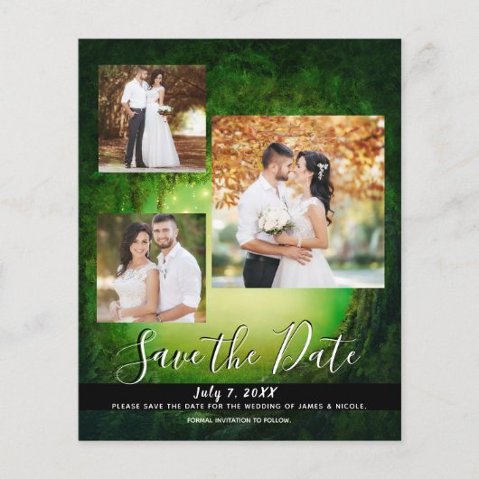 魅惑されたグリーン結婚フォレストの写真日付を保存 (正面)
