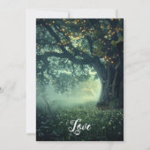 魅惑されたフォレストオークツリーフェアリー結婚ライト 招待状 (裏面)