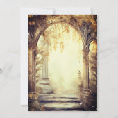 魅惑されたフォレストポータル結婚金ゴールド 招待状 (裏面)