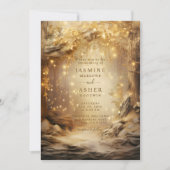 魅惑されたフォレストポータル結婚金ゴールド 招待状 (正面)
