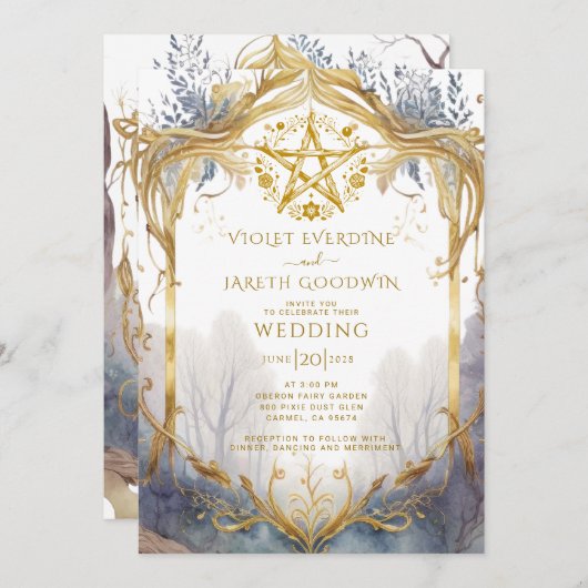 魅惑されたフォレストポー異教の結婚タル 招待状 (正面/裏面)