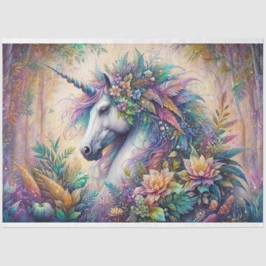 魅惑されたフローラ林の切り離しユニコーン 薄葉紙 (正面)