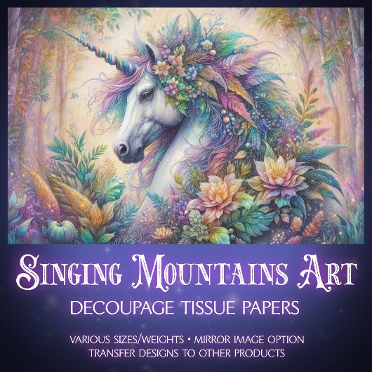 魅惑されたフローラ林の切り離しユニコーン 薄葉紙
