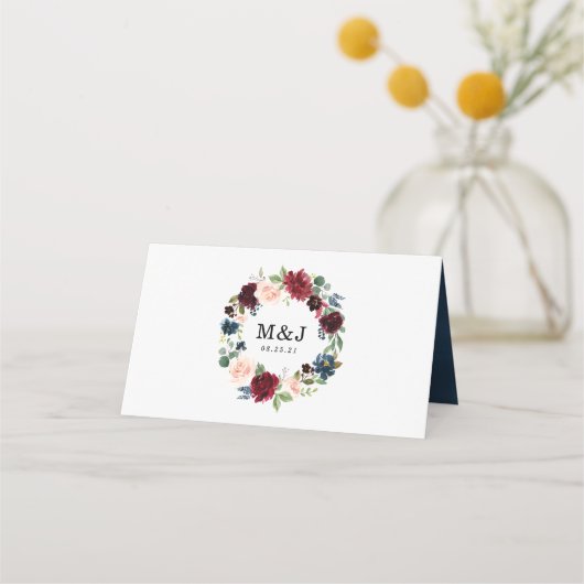 魅惑されたフローラ |パーソナライズされたの結婚座席表 プレイスカード (裏面)