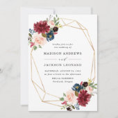 魅惑されたフローラ |金ゴールドフレーム結婚式招待状 招待状 (正面)