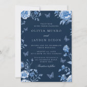 魅惑されたミッドナイトヴィンテージ結婚フローラ 招待状 (正面)