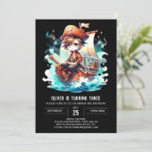 魅惑された印刷可能な海賊誕生日 招待状 (スタンド正面)