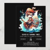 魅惑された印刷可能な海賊誕生日 招待状 (正面/裏面)