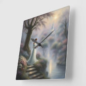 魅惑された城庭プリンセス スクエア壁時計 (傾斜)