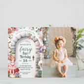 魅惑された戸口妖精の最初の誕生日パーティーの写真 招待状 (スタンド正面)