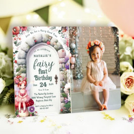 魅惑された戸口妖精の最初の誕生日パーティーの写真 招待状