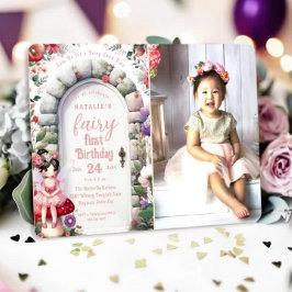 魅惑された戸口妖精の最初の誕生日パーティーの写真 招待状
